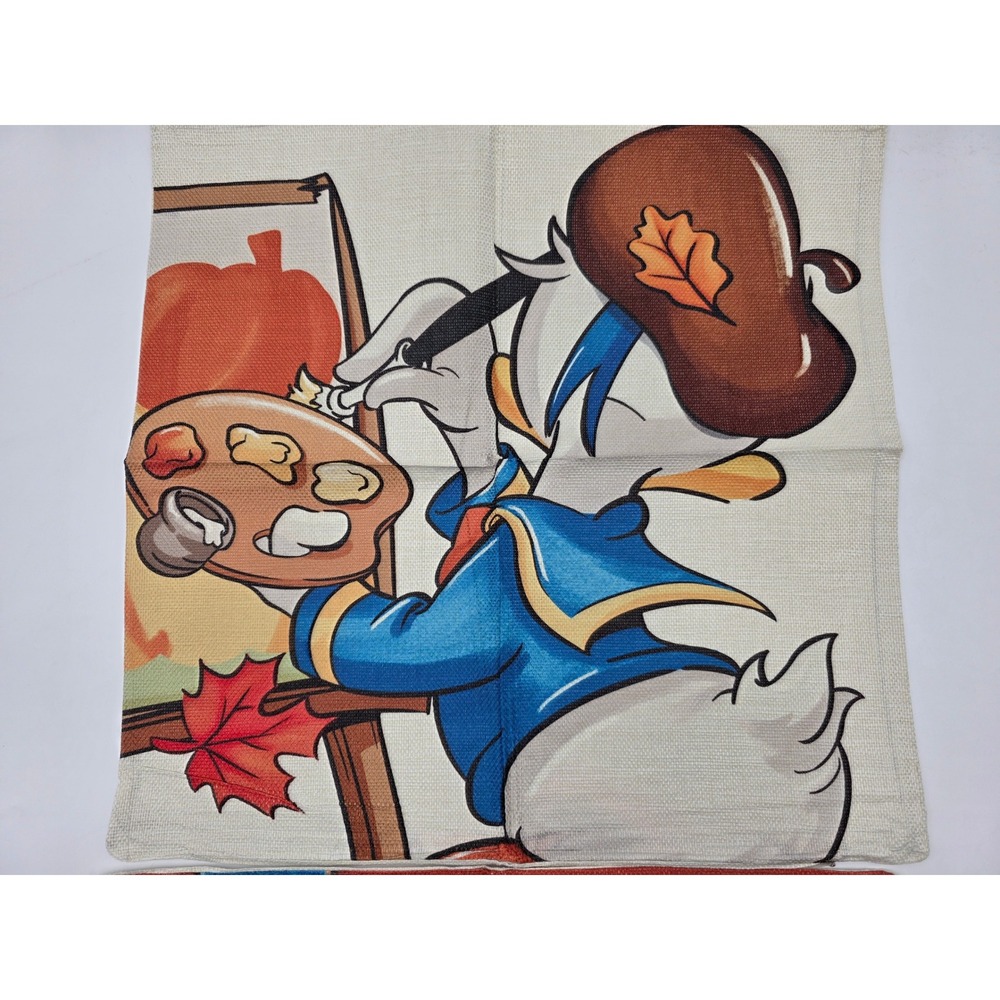 Disney Donald Duck‎ Mickey Mouse Fall Autumn Pillow Covers Set 2 Farmhouse - Picture 3 of 14